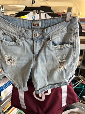 Mudd Light Blue Distressed Denim Jean Shorts